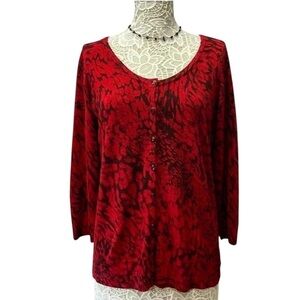 Cato Red and Black Button Up Sweater